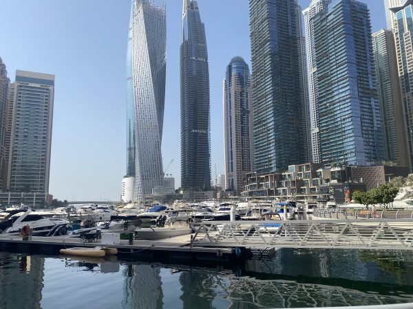 Luxury yachts docked at Dubai Marina with skyline view – MTS Yachts Dubai