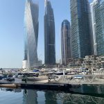Private yacht at Dubai Marina Walk near MTS Yachts Dubai – boattourdubai.com
